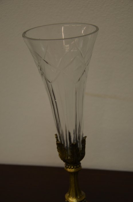 Váza,  sklo-mosaz, cena za ks